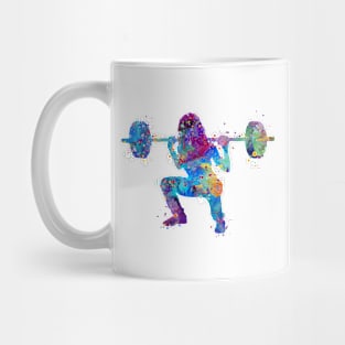 Girl Squat Fitness Watercolor Artwork Mug